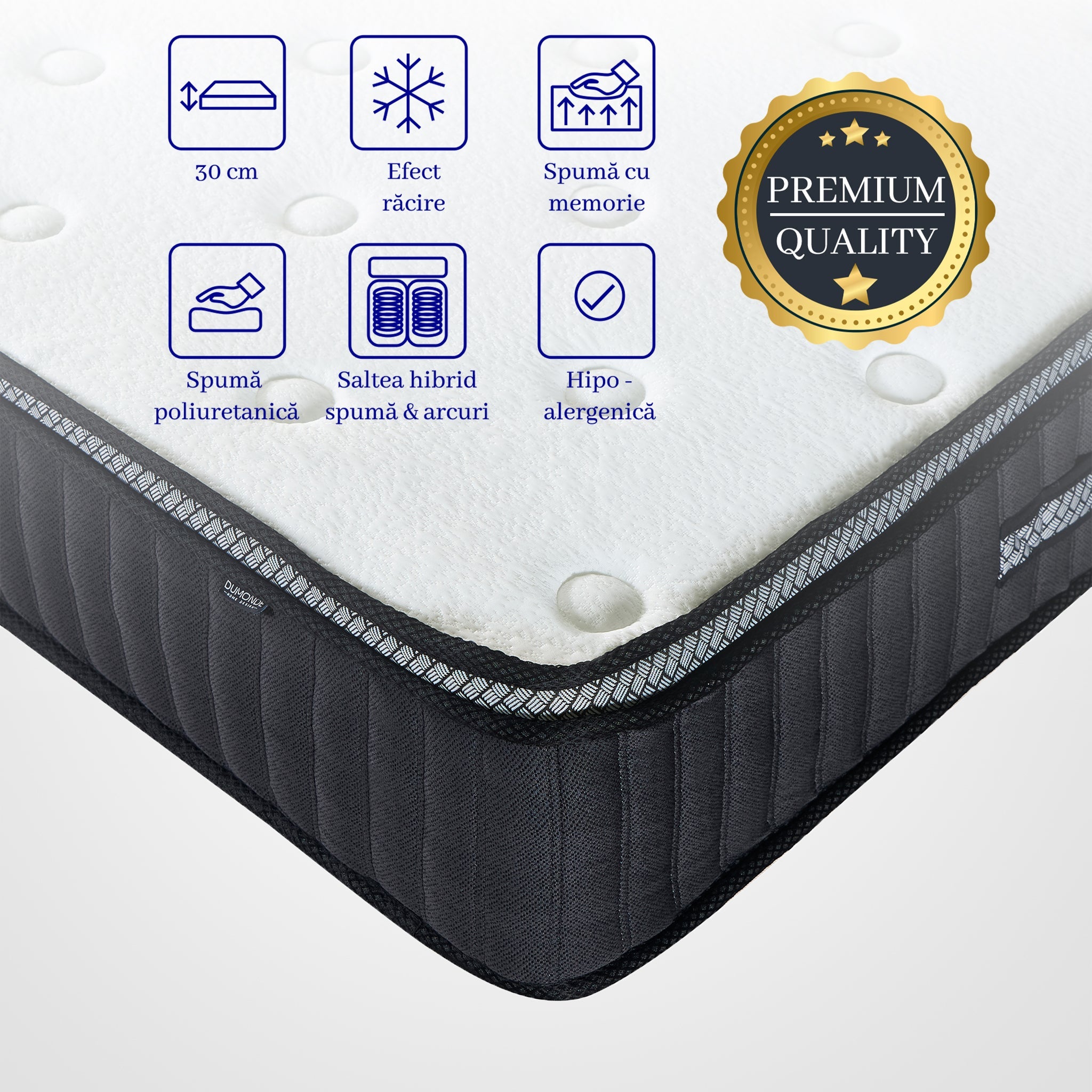 Saltea dumonde Altessa Comfort Pocket 160x200 cm, arcuri individuale, spuma cu memorie, superortopedica, grosime 25 cm