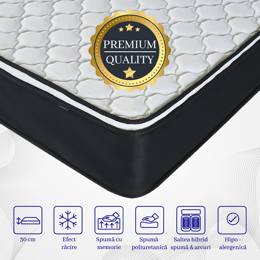 Saltea dumonde Lunaria Balance Pocket 140x200 cm, arcuri individuale, spuma cu memorie, superortopedica, grosime 25cm