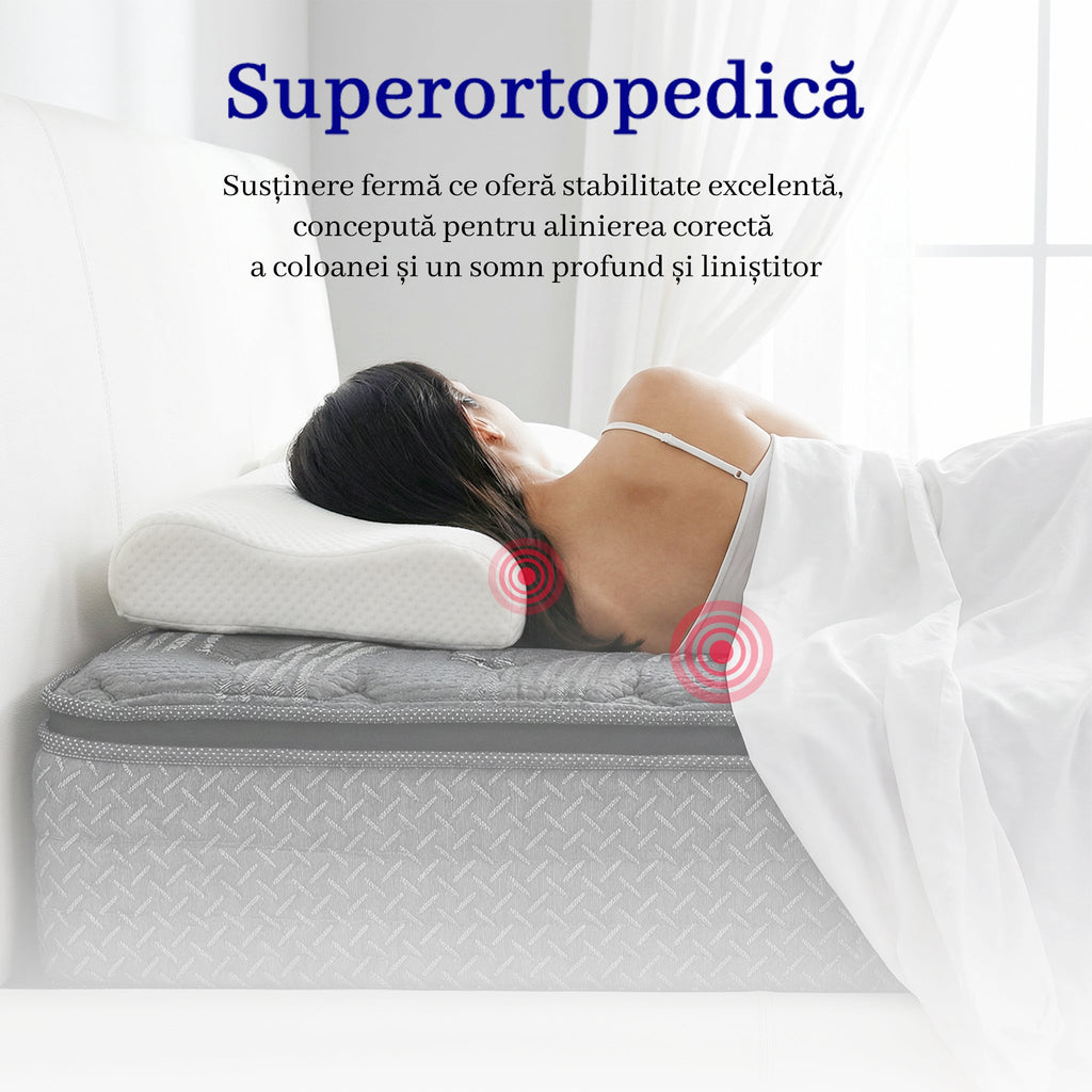 Saltea dumonde Altessa Supreme Pocket 160x200 cm, arcuri individuale, spuma cu memorie, superortopedica, grosime 30 cm