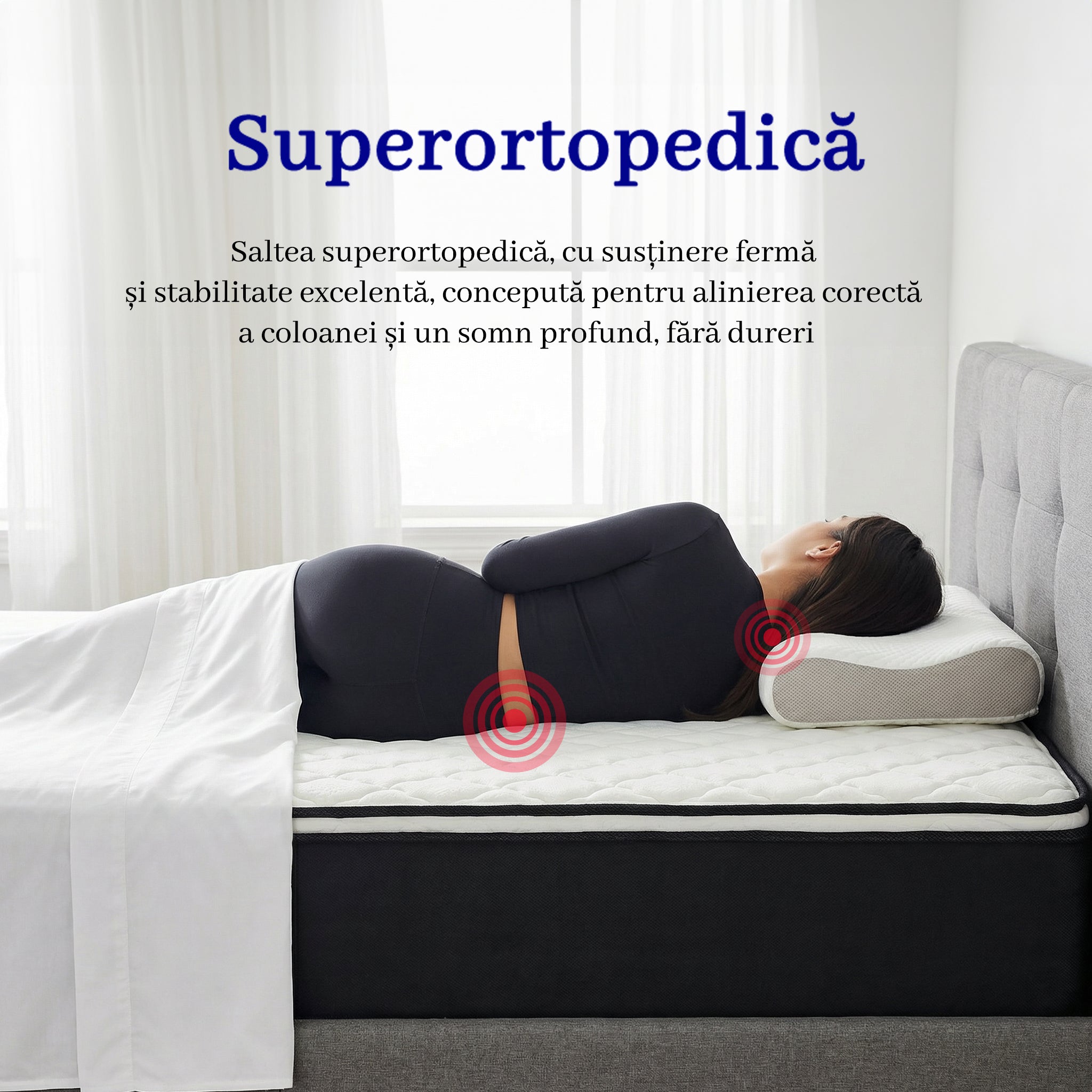 Saltea dumonde Velora Soft Pocket 160x200 cm, arcuri individuale, spuma cu memorie, superortopedica, grosime 25 cm
