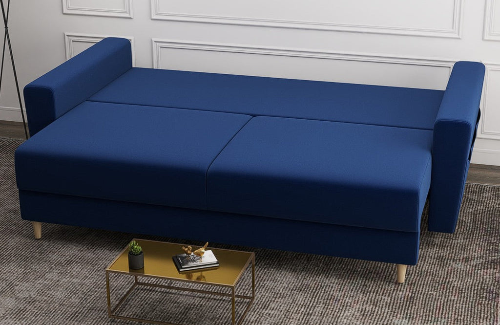 Canapea extensibilă dumonde cu ladă de depozitare si sezut confortabil din spuma high-density, Summer Royal Albastru 225x100 cm