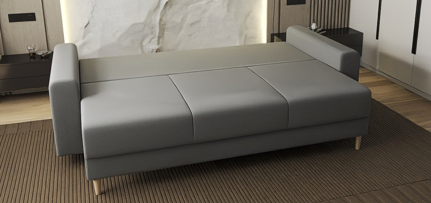 Canapea extensibilă dumonde cu ladă de depozitare si sezut confortabil din spuma high-density, Kronos Royal Gri 210x100 cm