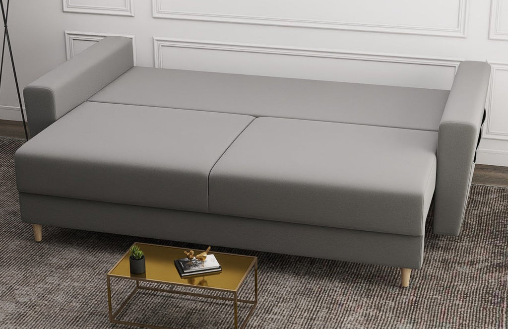 Canapea extensibilă dumonde cu ladă de depozitare si sezut confortabil din spuma high-density, Summer Royal Gri 225x100 cm