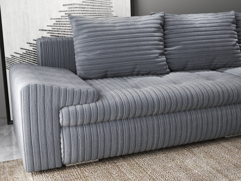 Colțar extensibil dumonde cu ladă de depozitare si sezut confortabil din spuma high-density, Leonardo Ambience Gri 260x185 cm II
