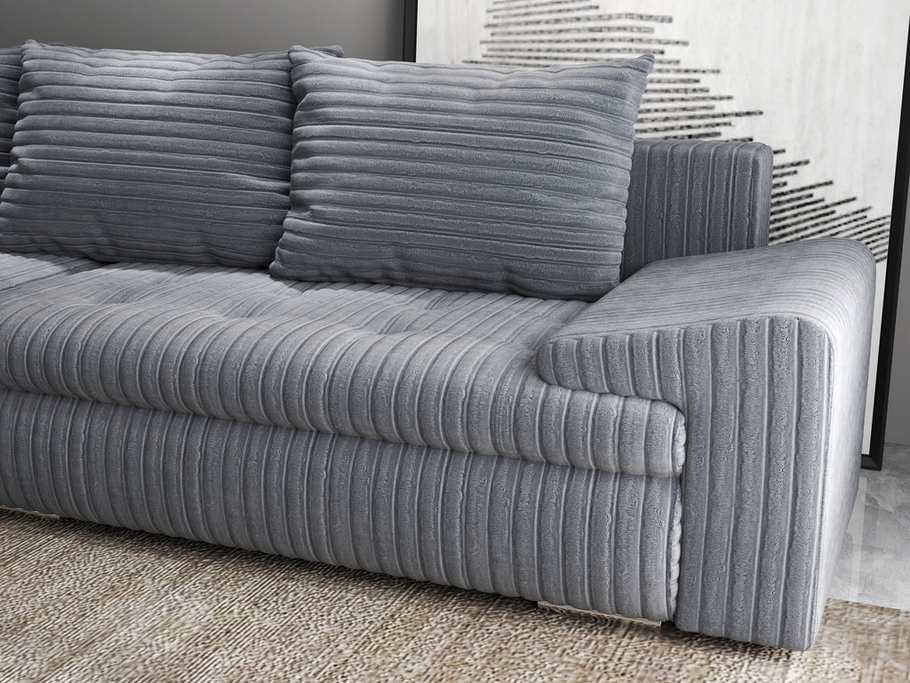 Colțar extensibil dumonde cu ladă de depozitare si sezut confortabil din spuma high-density, Leonardo Ambience Gri 260x185 cm