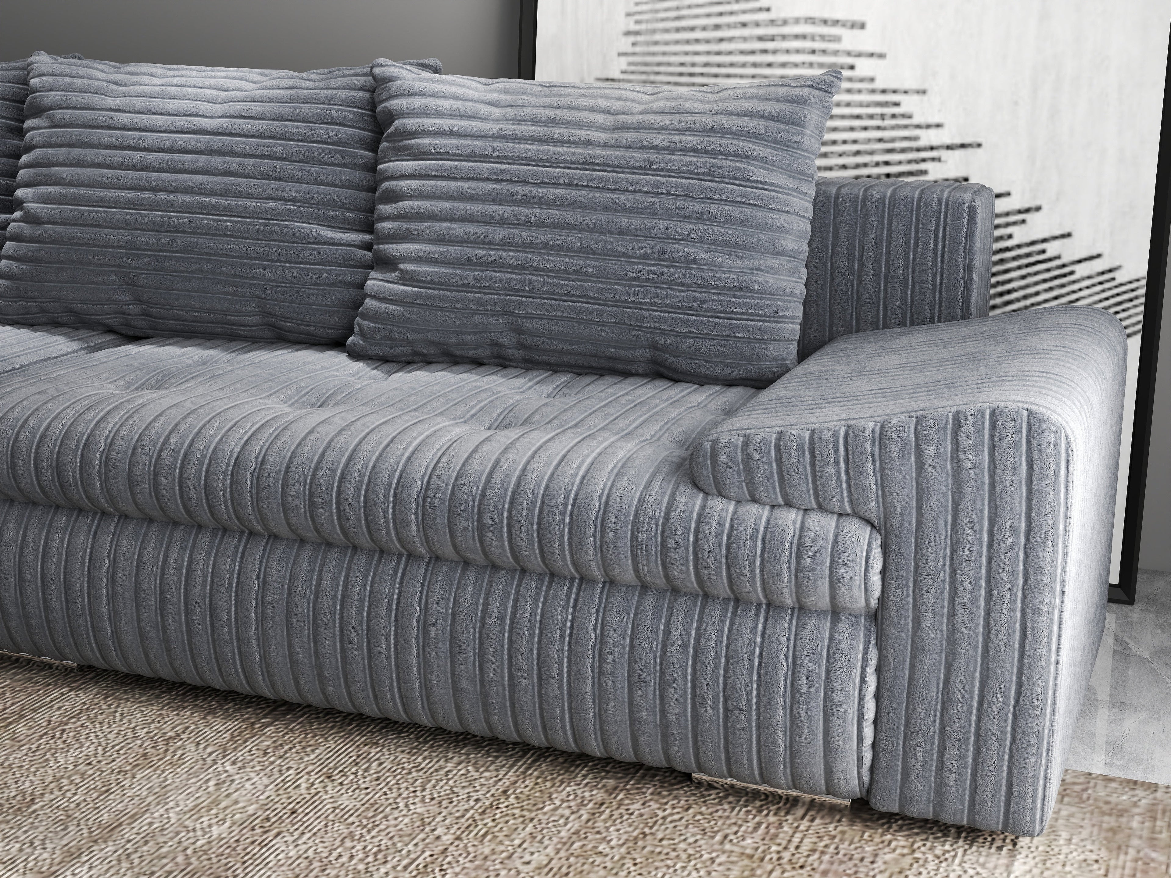 Colțar extensibil dumonde cu ladă de depozitare si sezut confortabil din spuma high-density, Leonardo Ambience Gri 260x185 cm