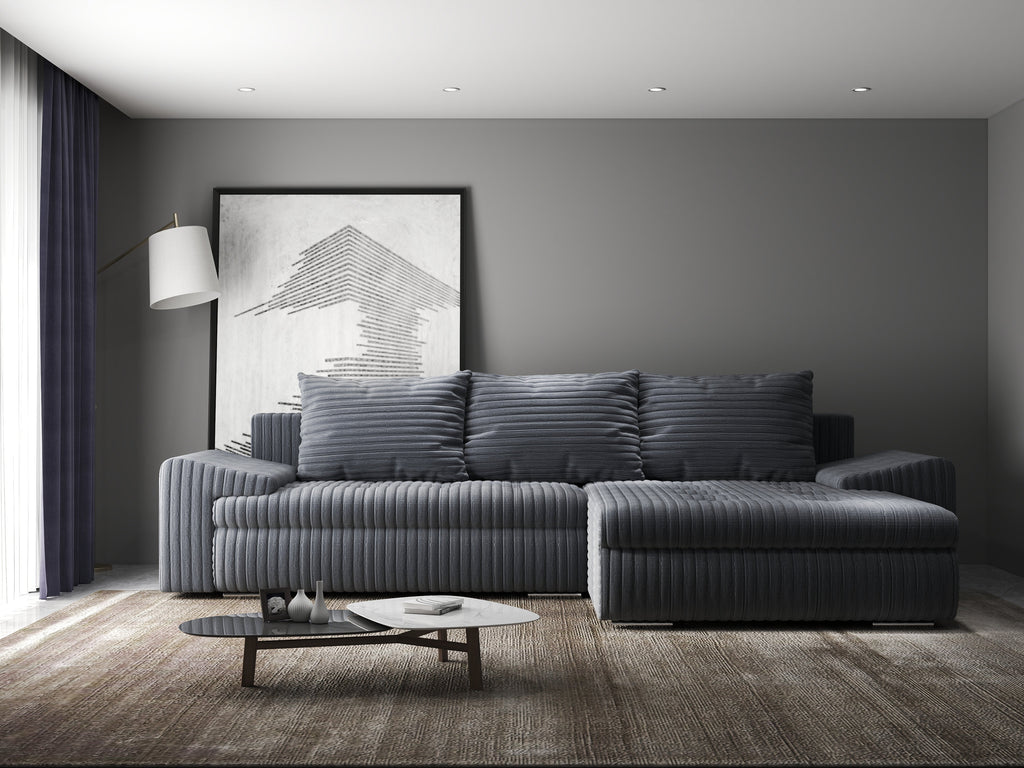 Colțar extensibil dumonde cu ladă de depozitare si sezut confortabil din spuma high-density, Leonardo Ambience Gri 260x185 cm II