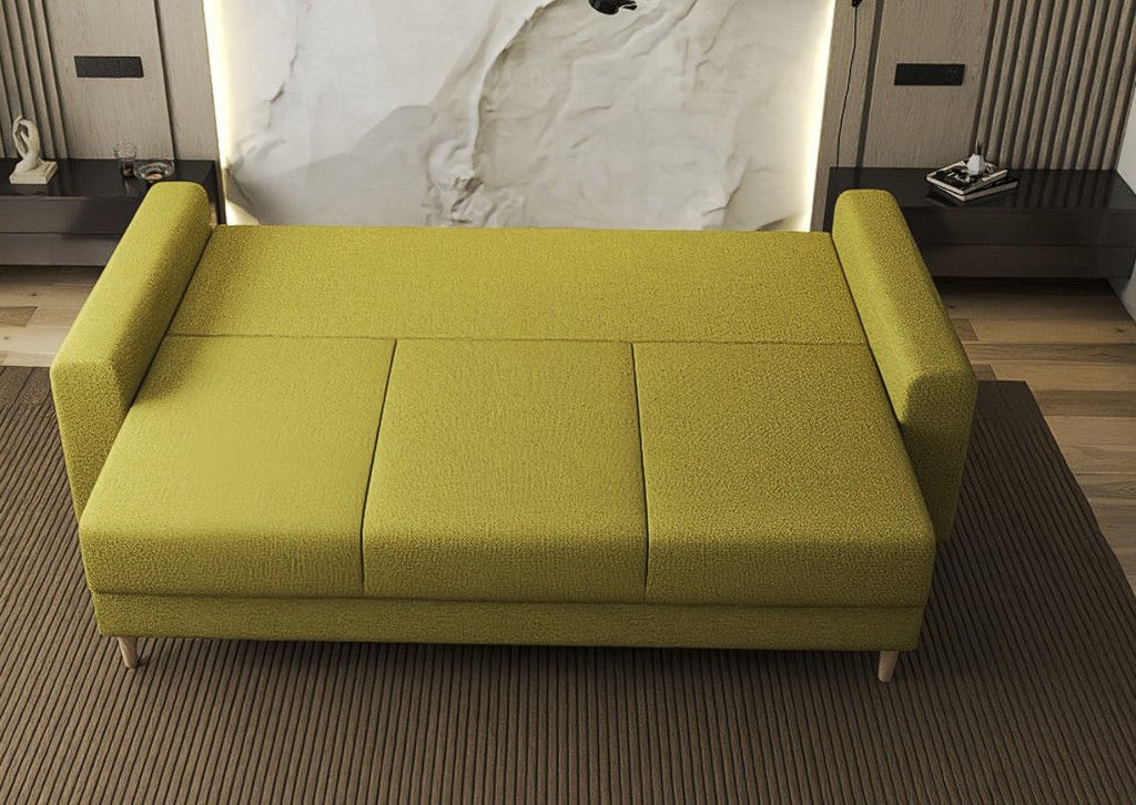 Canapea extensibilă dumonde cu ladă de depozitare si sezut confortabil din spuma high-density, Kronos Enjoy Verde 210x100 cm