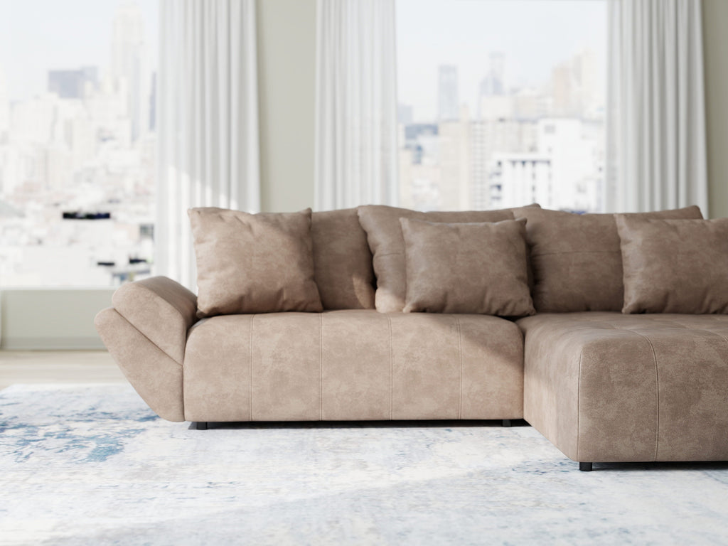 Colțar extensibil dumonde cu ladă de depozitare si sezut confortabil din spuma high-density, Berlin Tobago Maro 280x185 cm II
