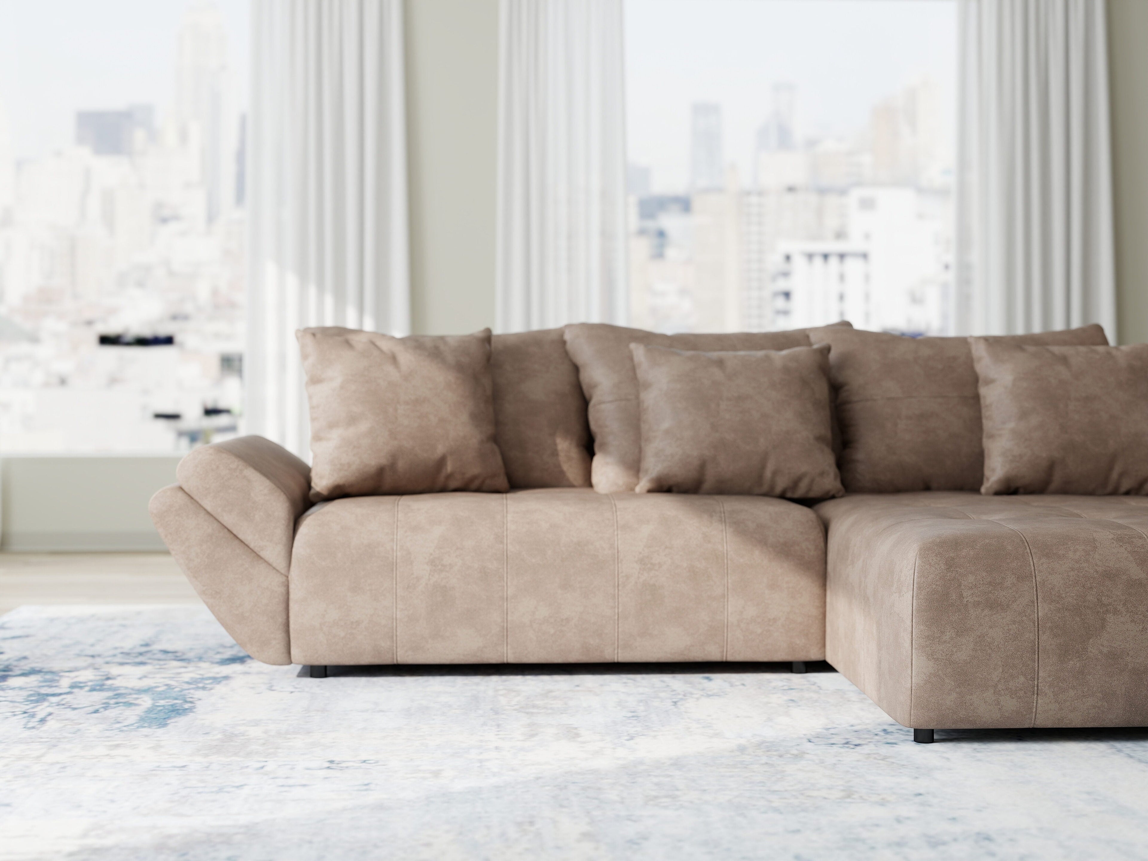 Colțar extensibil dumonde cu ladă de depozitare si sezut confortabil din spuma high-density, Berlin Tobago Maro 280x185 cm II
