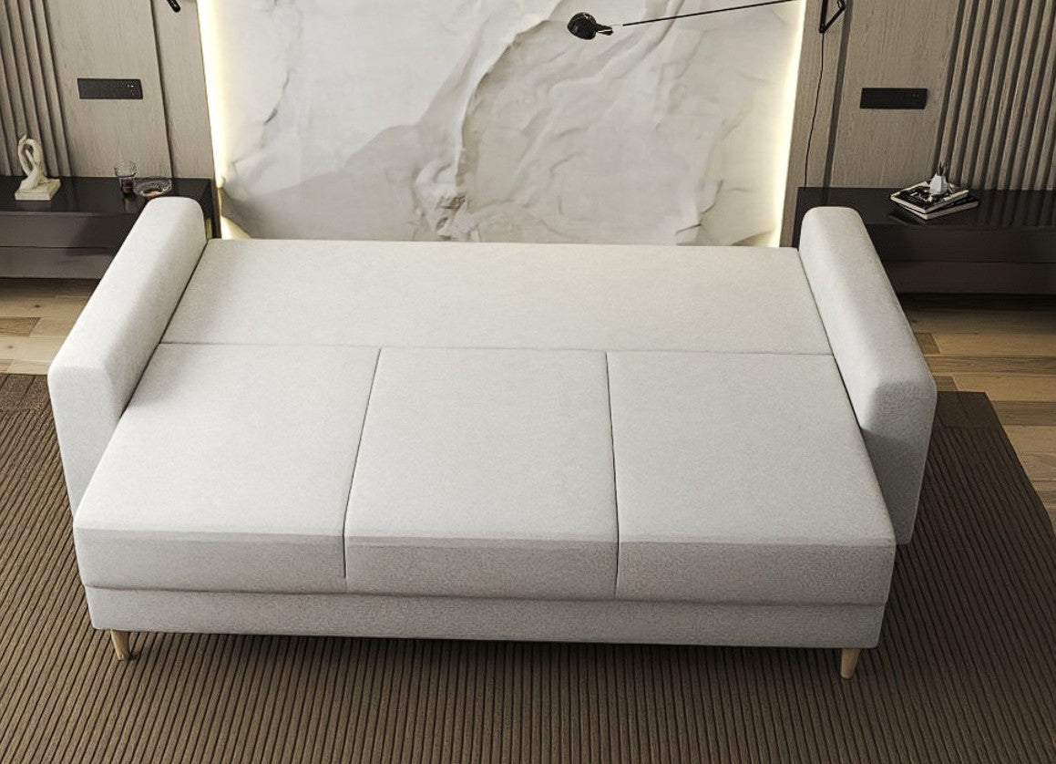 Canapea extensibilă dumonde cu ladă de depozitare si sezut confortabil din spuma high-density, Kronos Euphoria Ivory 210x100 cm