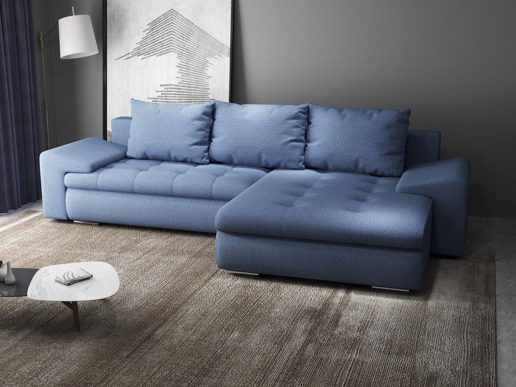 Colțar extensibil dumonde cu ladă de depozitare si sezut confortabil din spuma high-density, Leonardo Enjoy Albastru 260x185 cm II