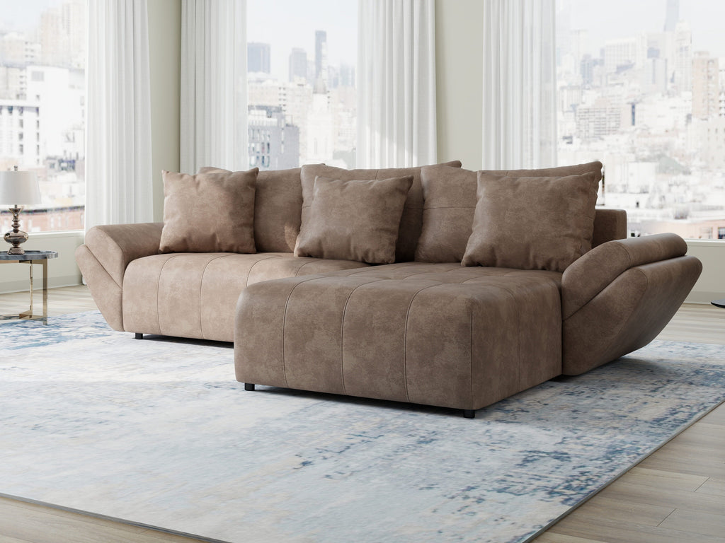 Colțar extensibil dumonde cu ladă de depozitare si sezut confortabil din spuma high-density, Berlin Tobago Maro 280x185 cm II