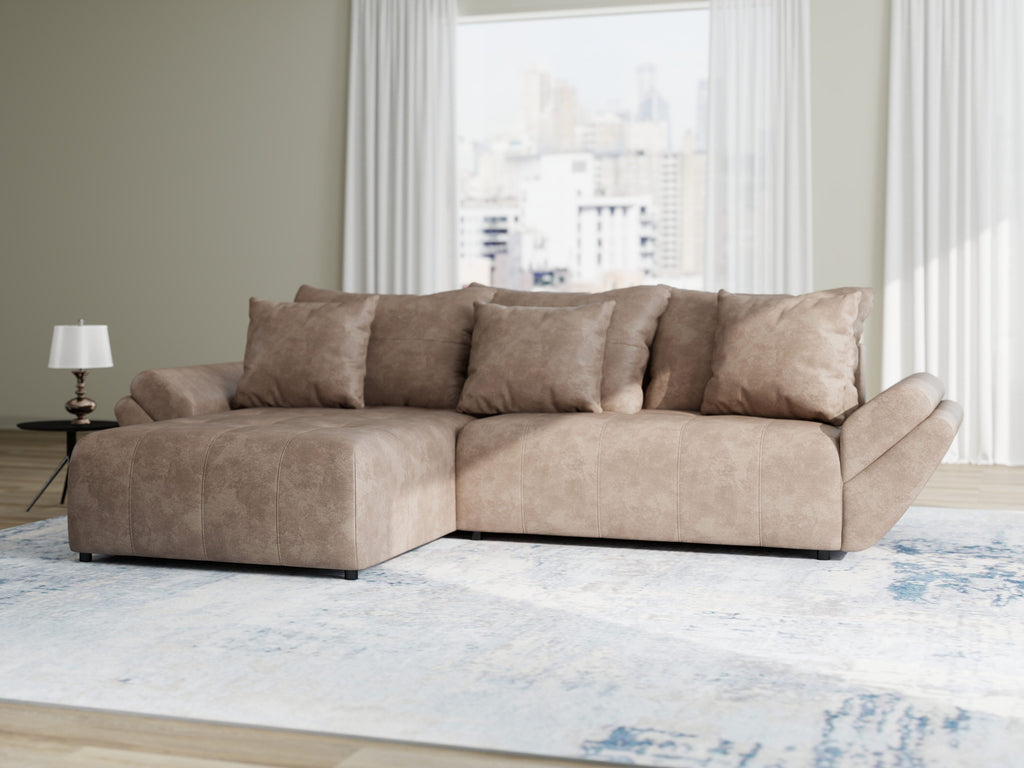 Colțar extensibil dumonde cu ladă de depozitare si sezut confortabil din spuma high-density, Berlin Tobago Maro280x185 cm