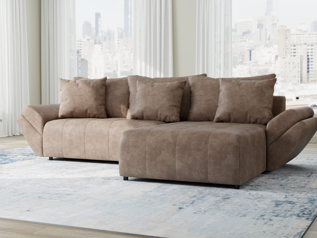 Colțar extensibil dumonde cu ladă de depozitare si sezut confortabil din spuma high-density, Berlin Tobago Maro 280x185 cm II