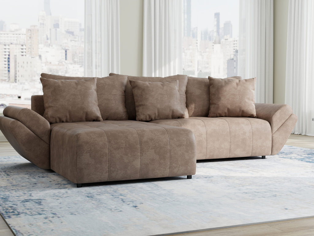 Colțar extensibil dumonde cu ladă de depozitare si sezut confortabil din spuma high-density, Berlin Tobago Maro280x185 cm
