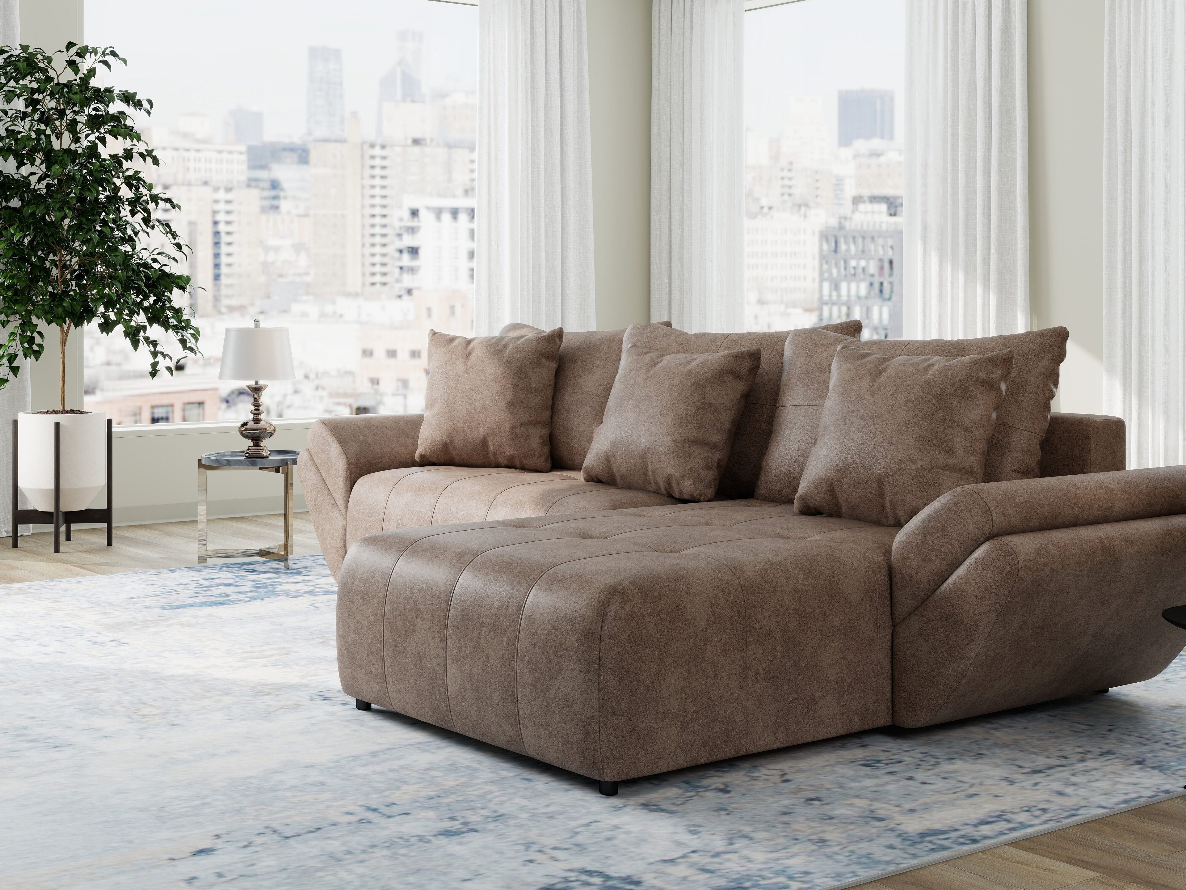 Colțar extensibil dumonde cu ladă de depozitare si sezut confortabil din spuma high-density, Berlin Tobago Maro 280x185 cm II