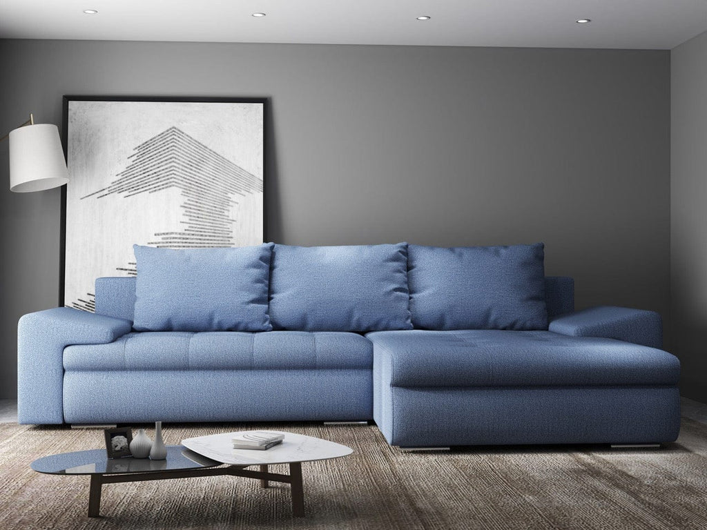 Colțar extensibil dumonde cu ladă de depozitare si sezut confortabil din spuma high-density, Leonardo Enjoy Albastru 260x185 cm II