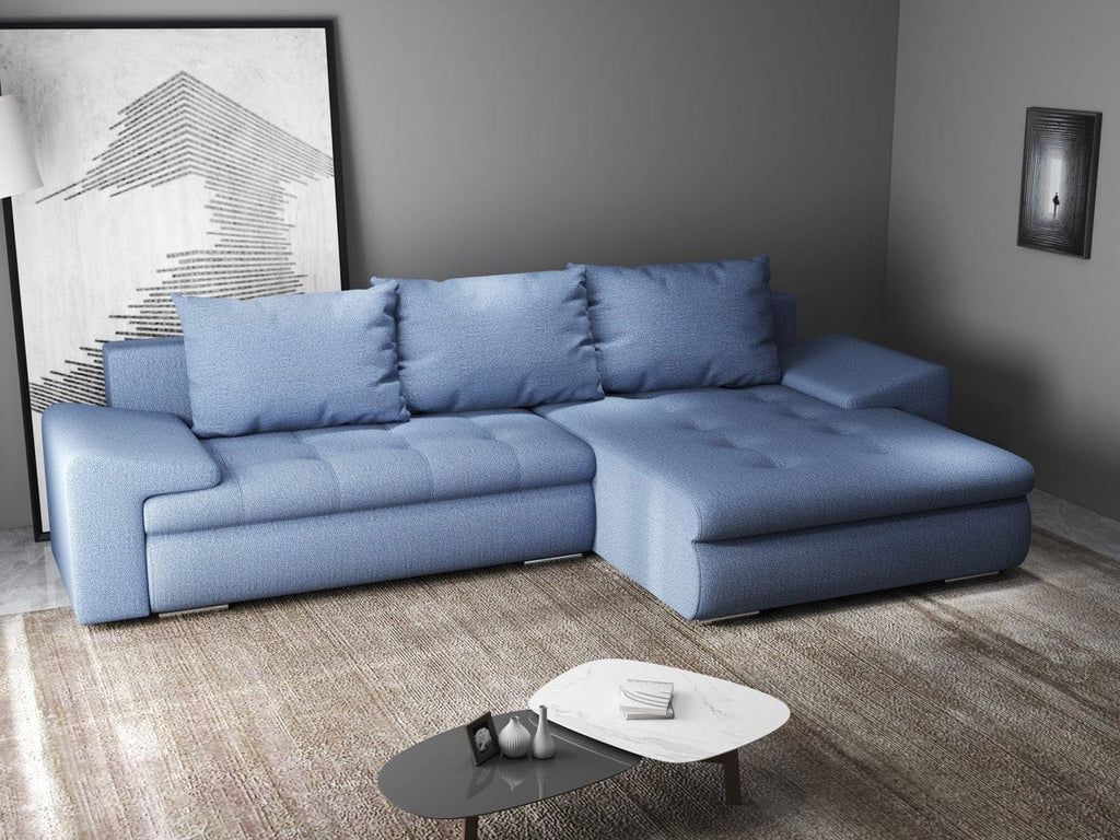 Colțar extensibil dumonde cu ladă de depozitare si sezut confortabil din spuma high-density, Leonardo Enjoy Albastru 260x185 cm II