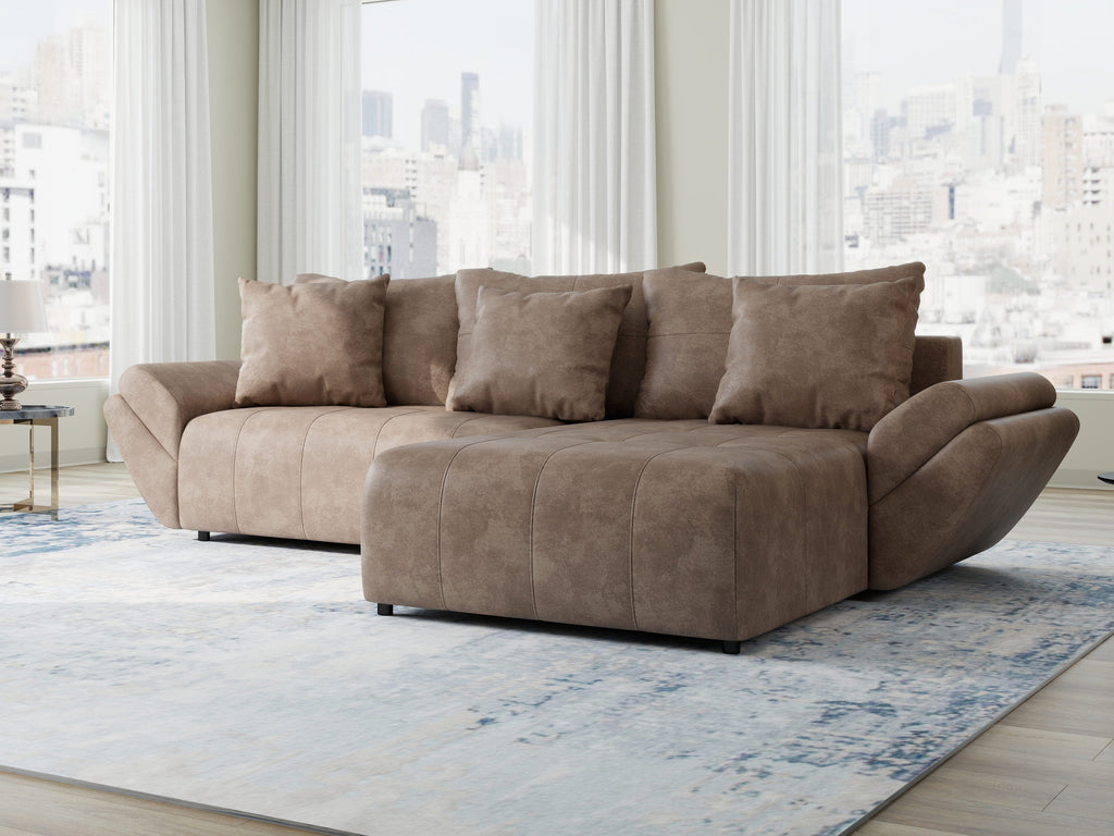 Colțar extensibil dumonde cu ladă de depozitare si sezut confortabil din spuma high-density, Berlin Tobago Maro 280x185 cm II