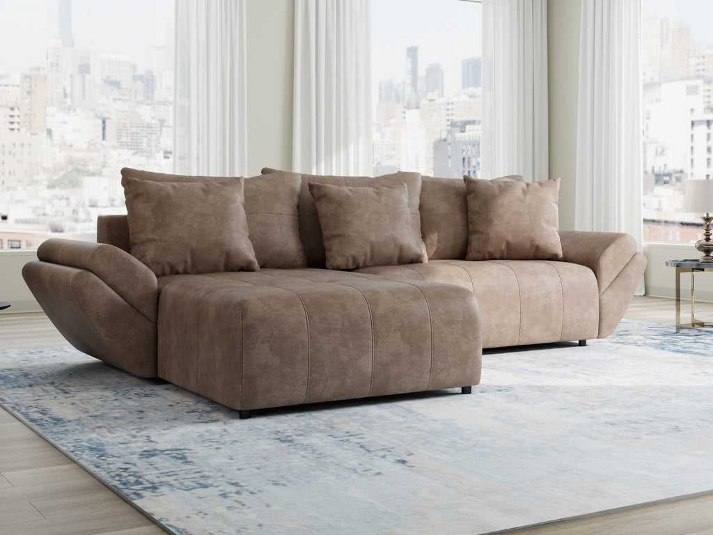 Colțar extensibil dumonde cu ladă de depozitare si sezut confortabil din spuma high-density, Berlin Tobago Maro280x185 cm