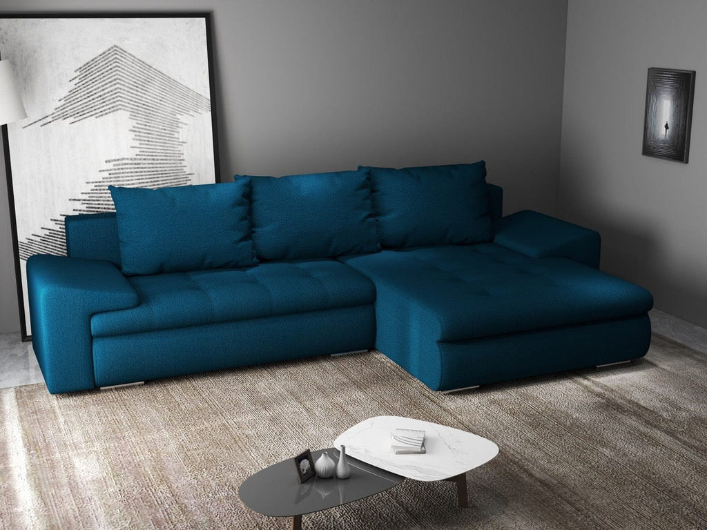 Colțar extensibil dumonde cu ladă de depozitare si sezut confortabil din spuma high-density, Leonardo Enjoy Petrol 260x185 cm II