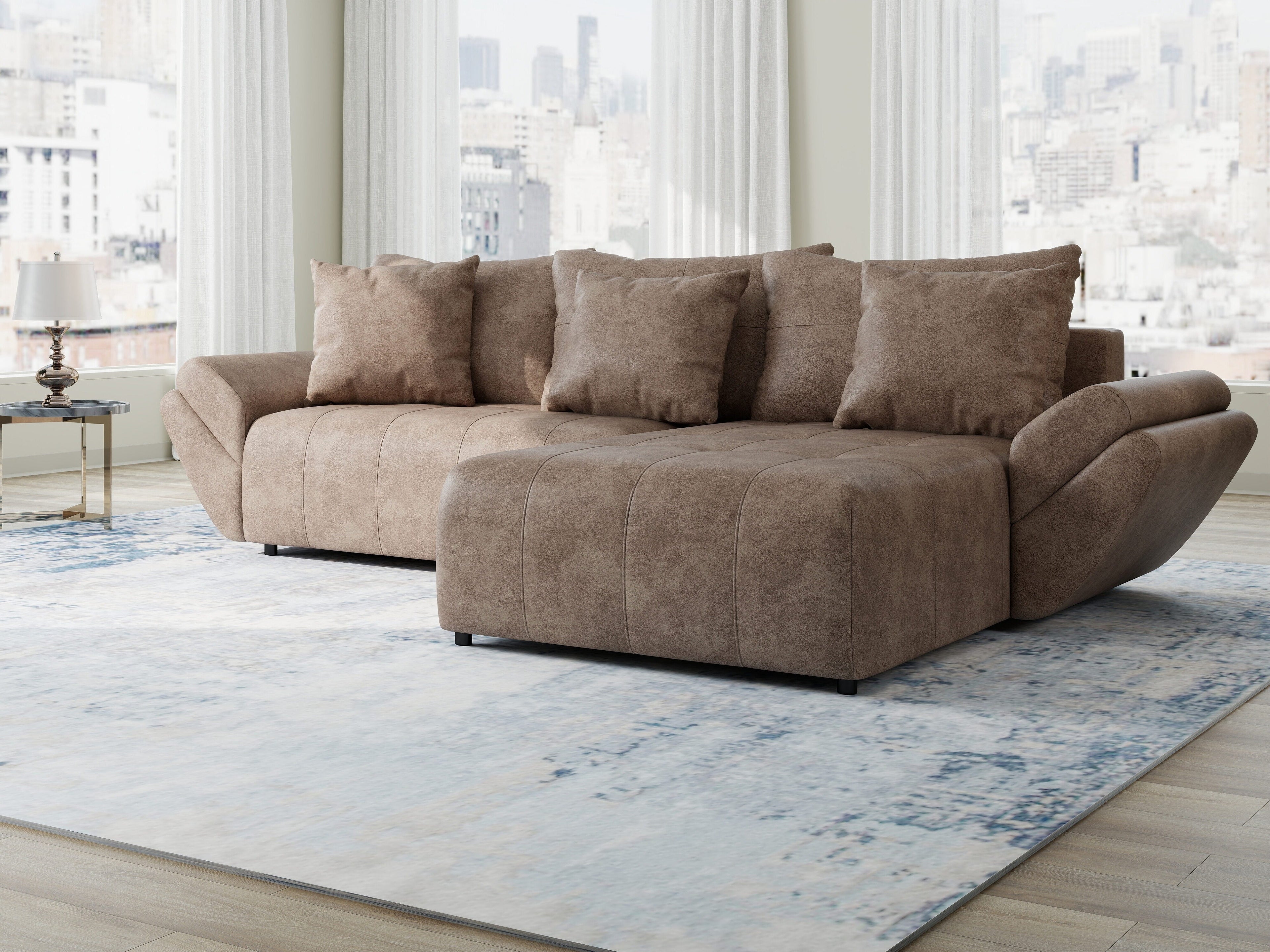 Colțar extensibil dumonde cu ladă de depozitare si sezut confortabil din spuma high-density, Berlin Tobago Maro 280x185 cm II
