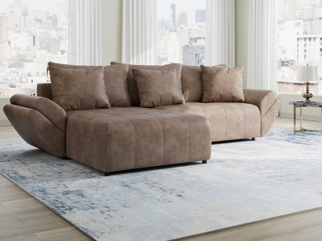 Colțar extensibil dumonde cu ladă de depozitare si sezut confortabil din spuma high-density, Berlin Tobago Maro280x185 cm
