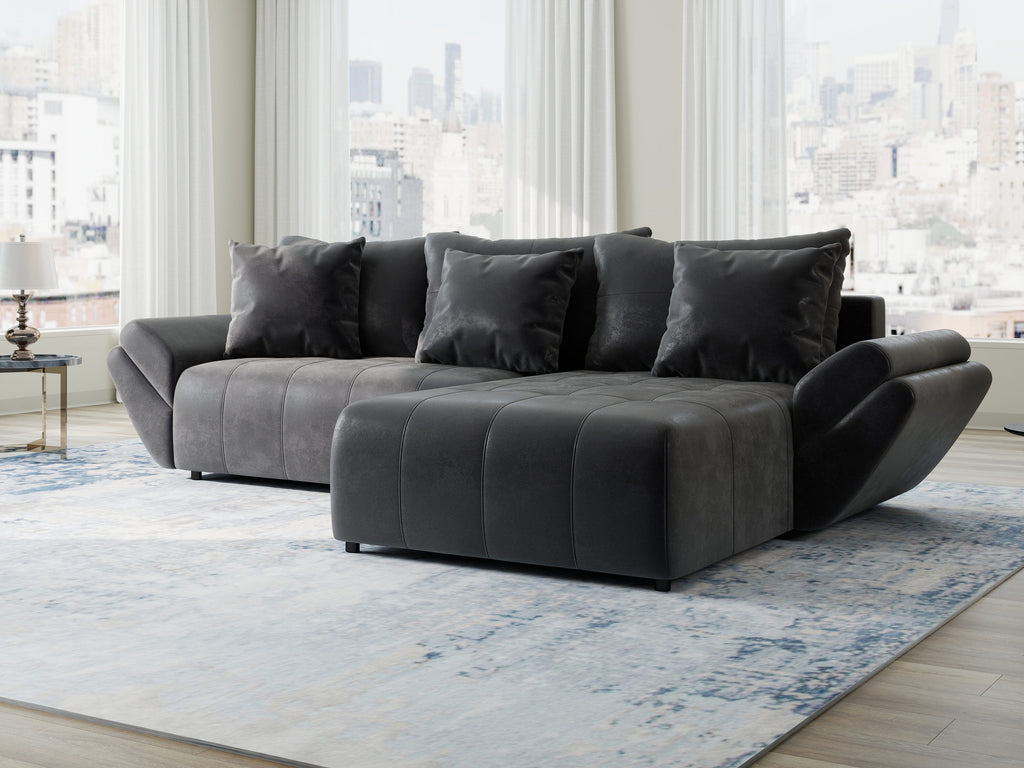Colțar extensibil dumonde cu ladă de depozitare si sezut confortabil din spuma high-density, Berlin Madagaskar 280x185 cm II