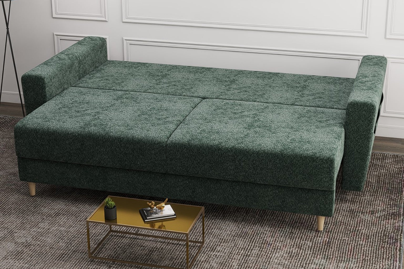 Canapea extensibilă dumonde cu ladă de depozitare si sezut confortabil din spuma high-density, Summer Euphoria Verde 225x100 cm