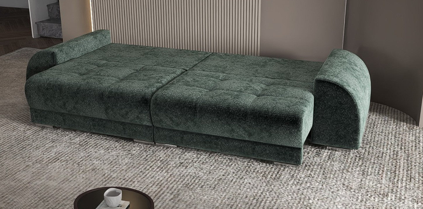 Canapea extensibilă dumonde cu 2 lăzi de depozitare si sezut confortabil din spuma high-density, Verona Euphoria Green 310x100 cm