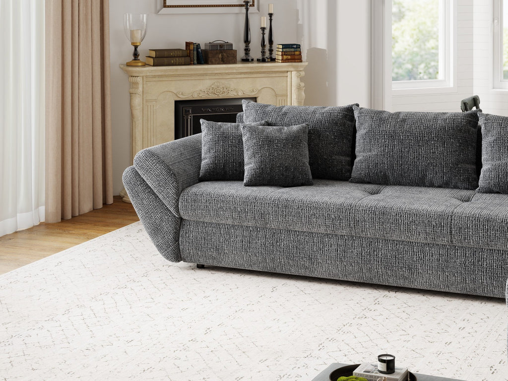 Colțar extensibil dumonde cu ladă de depozitare si sezut confortabil din spuma high-density, Loana XL Cremona Gri II 335x185 cm