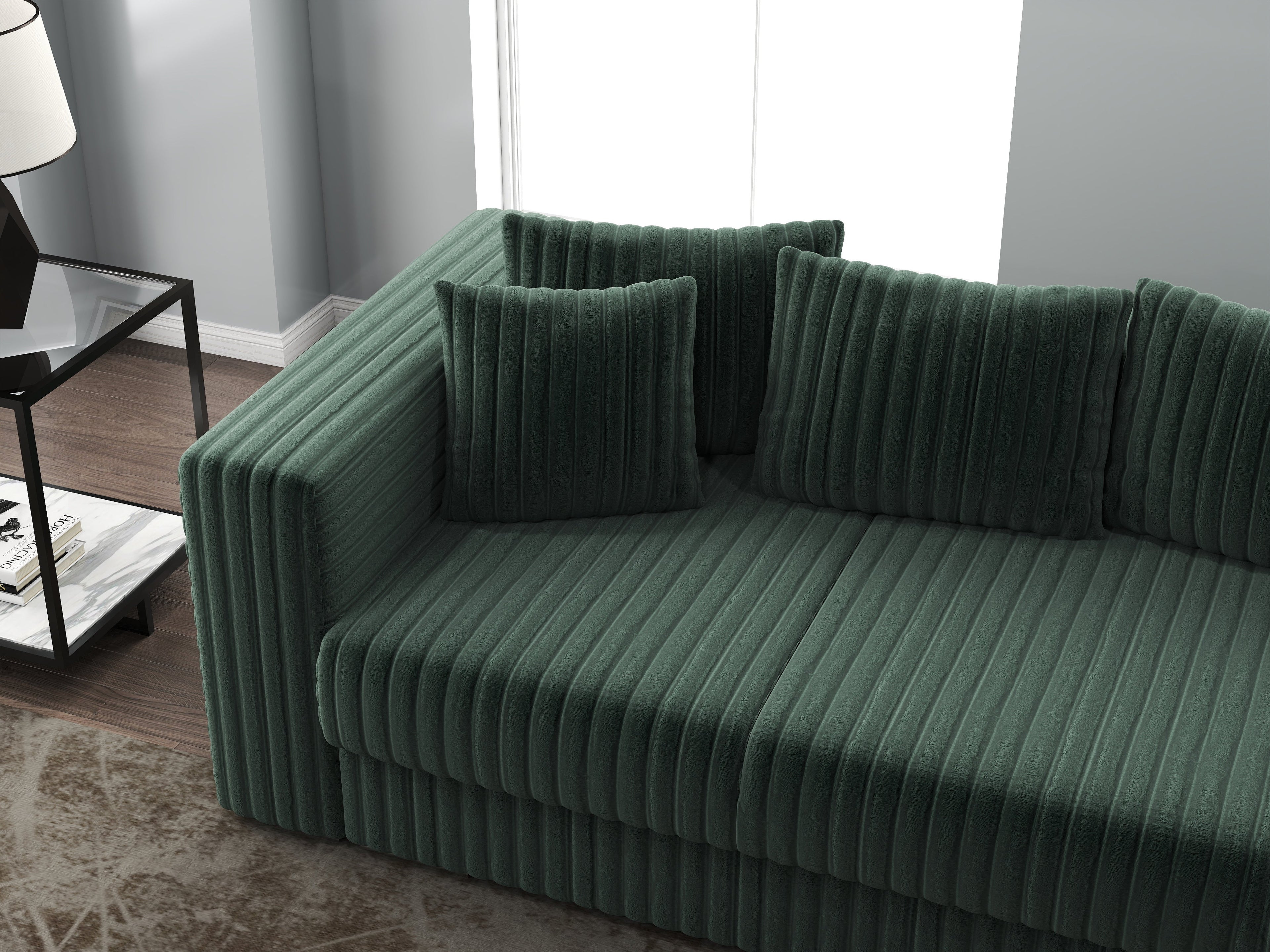 Canapea extensibilă dumonde cu ladă de depozitare si sezut confortabil din spuma high-density, Gloria Ambience Verde 240x100 cm