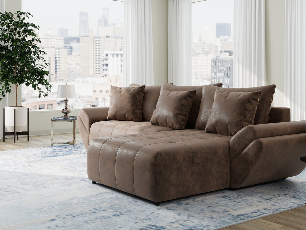 Colțar extensibil dumonde cu ladă de depozitare si sezut confortabil din spuma high-density, Berlin Madagaskar Maro 280x185 cm II