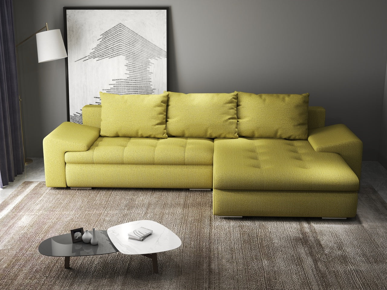 Colțar extensibil dumonde cu ladă de depozitare si sezut confortabil din spuma high-density, Leonardo Enjoy Verde 260x185 cm II