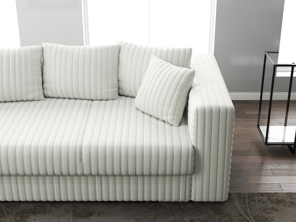 Canapea extensibilă dumonde cu ladă de depozitare si sezut confortabil din spuma high-density, Gloria Ambience Ivory 240x100 cm