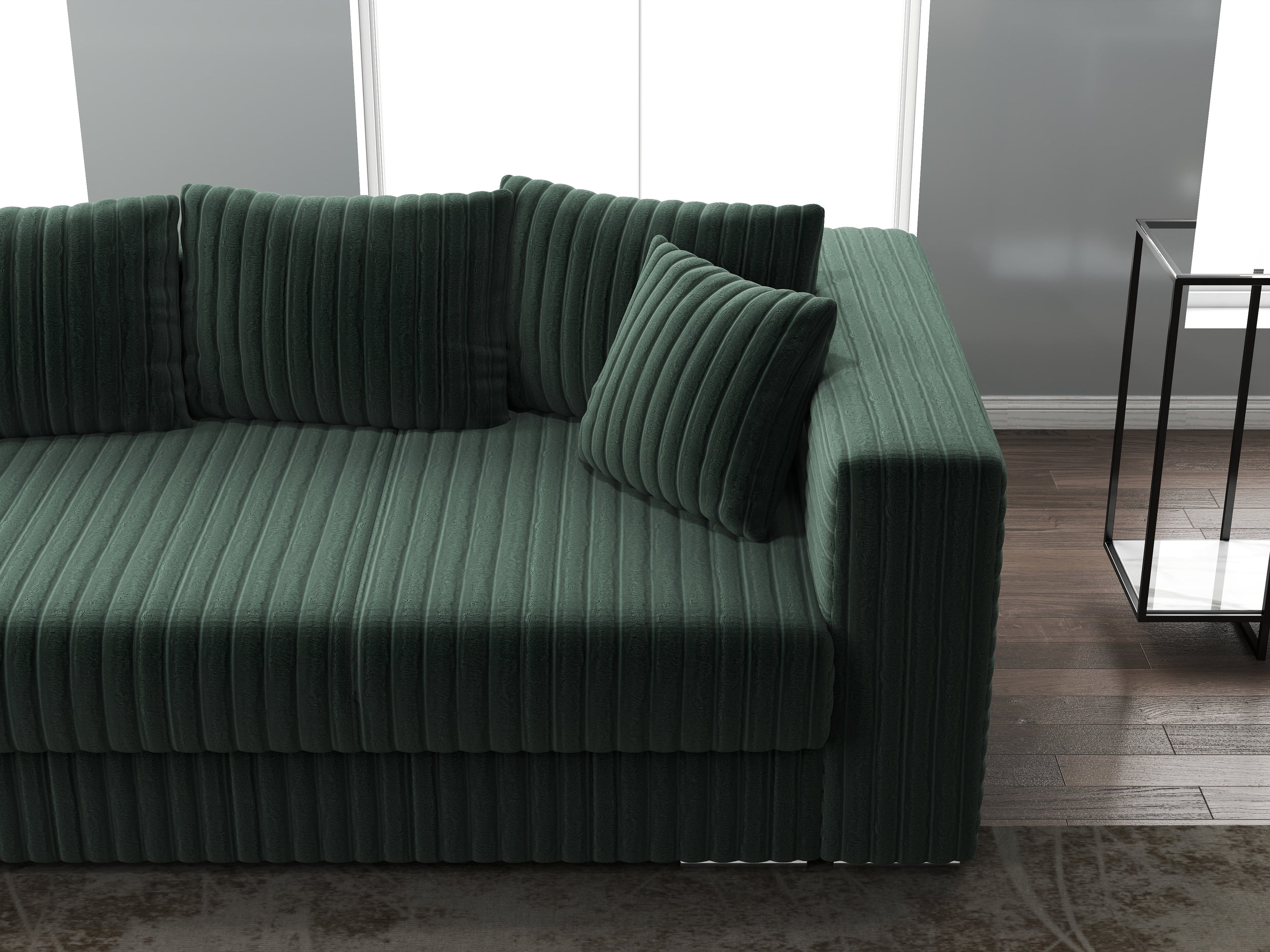 Canapea extensibilă dumonde cu ladă de depozitare si sezut confortabil din spuma high-density, Gloria Ambience Verde 240x100 cm