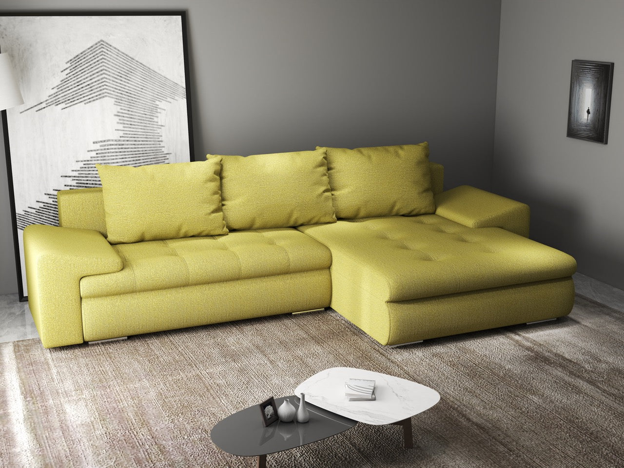 Colțar extensibil dumonde cu ladă de depozitare si sezut confortabil din spuma high-density, Leonardo Enjoy Verde 260x185 cm II