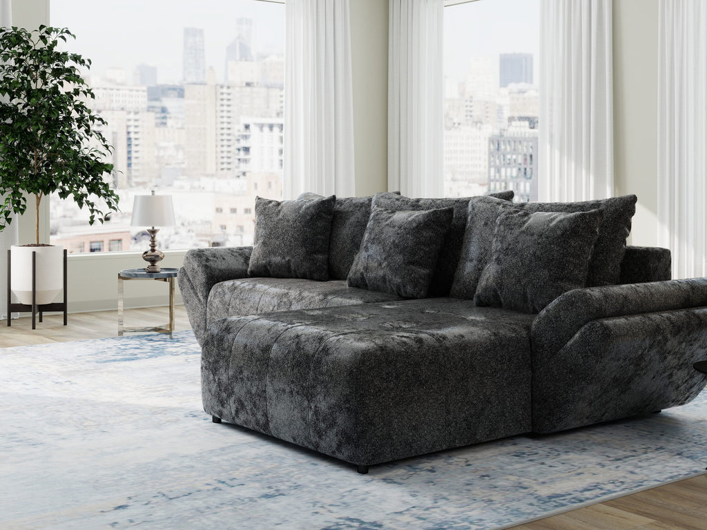Colțar extensibil dumonde cu ladă de depozitare si sezut confortabil din spuma high-density, Berlin Euphoria Negru 280x185 cm II