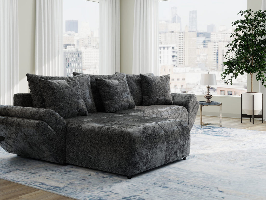 Colțar extensibil dumonde cu ladă de depozitare si sezut confortabil din spuma high-density, Berlin Euphoria Negru 280x185 cm