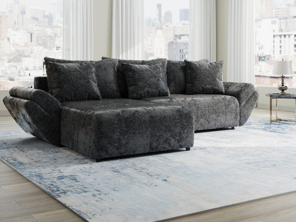 Colțar extensibil dumonde cu ladă de depozitare si sezut confortabil din spuma high-density, Berlin Euphoria Negru 280x185 cm