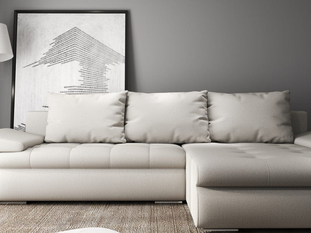Colțar extensibil dumonde cu ladă de depozitare si sezut confortabil din spuma high-density, Leonardo Enjoy Bej 260x185 cm II