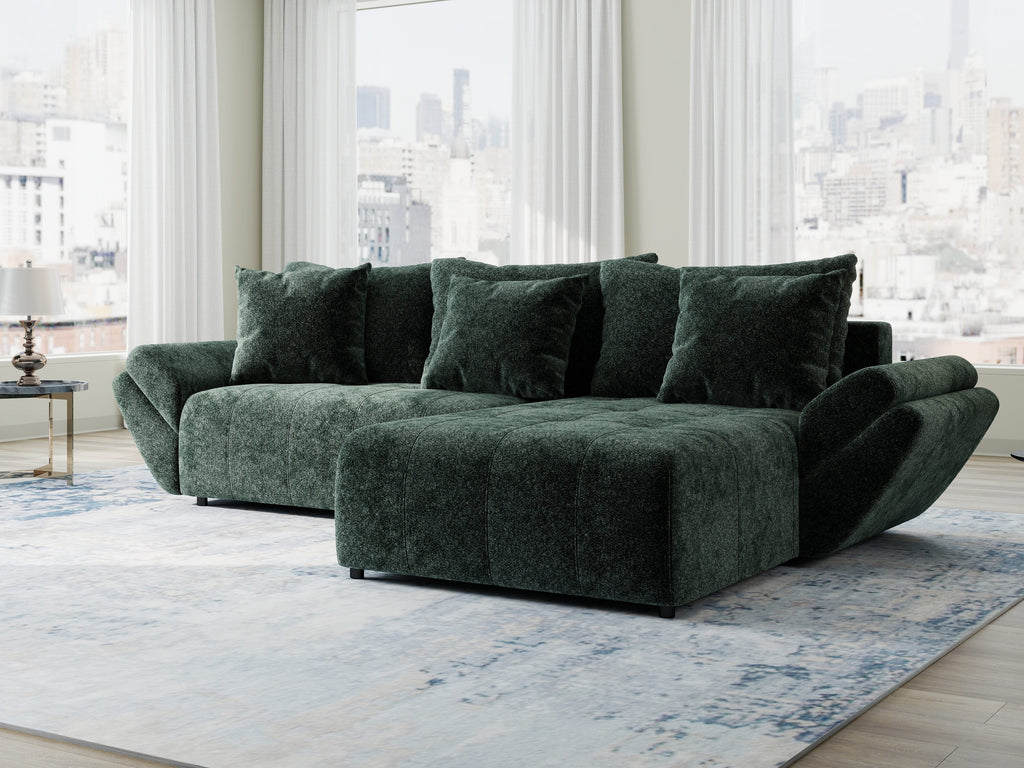 Colțar extensibil dumonde cu ladă de depozitare si sezut confortabil din spuma high-density, Berlin Euphoria Verde 280x185 cm II