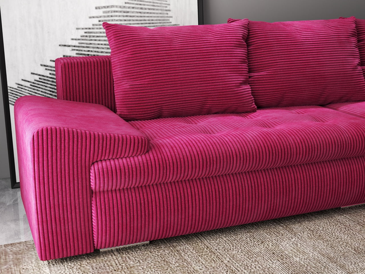Colțar extensibil dumonde cu ladă de depozitare si sezut confortabil din spuma high-density, Leonardo Zoom Rosu 260x185 cm II