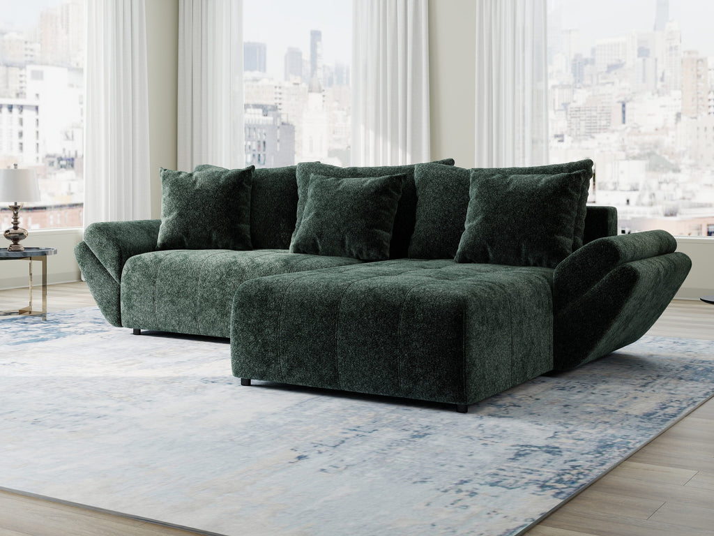 Colțar extensibil dumonde cu ladă de depozitare si sezut confortabil din spuma high-density, Berlin Euphoria Verde 280x185 cm II
