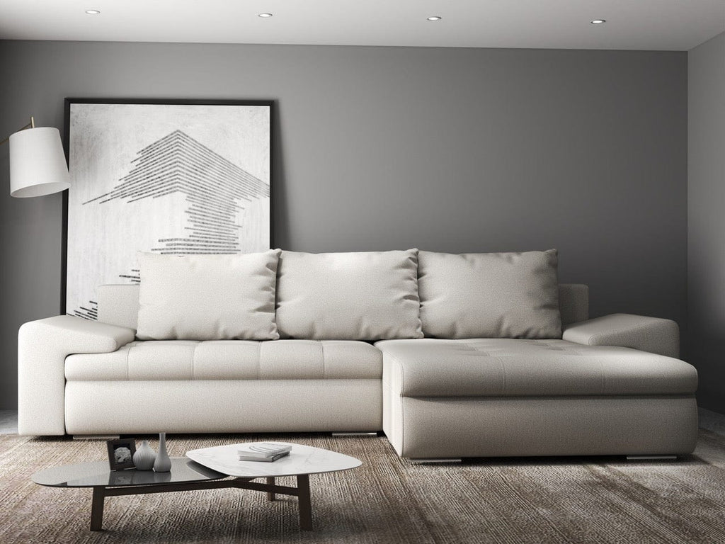 Colțar extensibil dumonde cu ladă de depozitare si sezut confortabil din spuma high-density, Leonardo Enjoy Bej 260x185 cm II