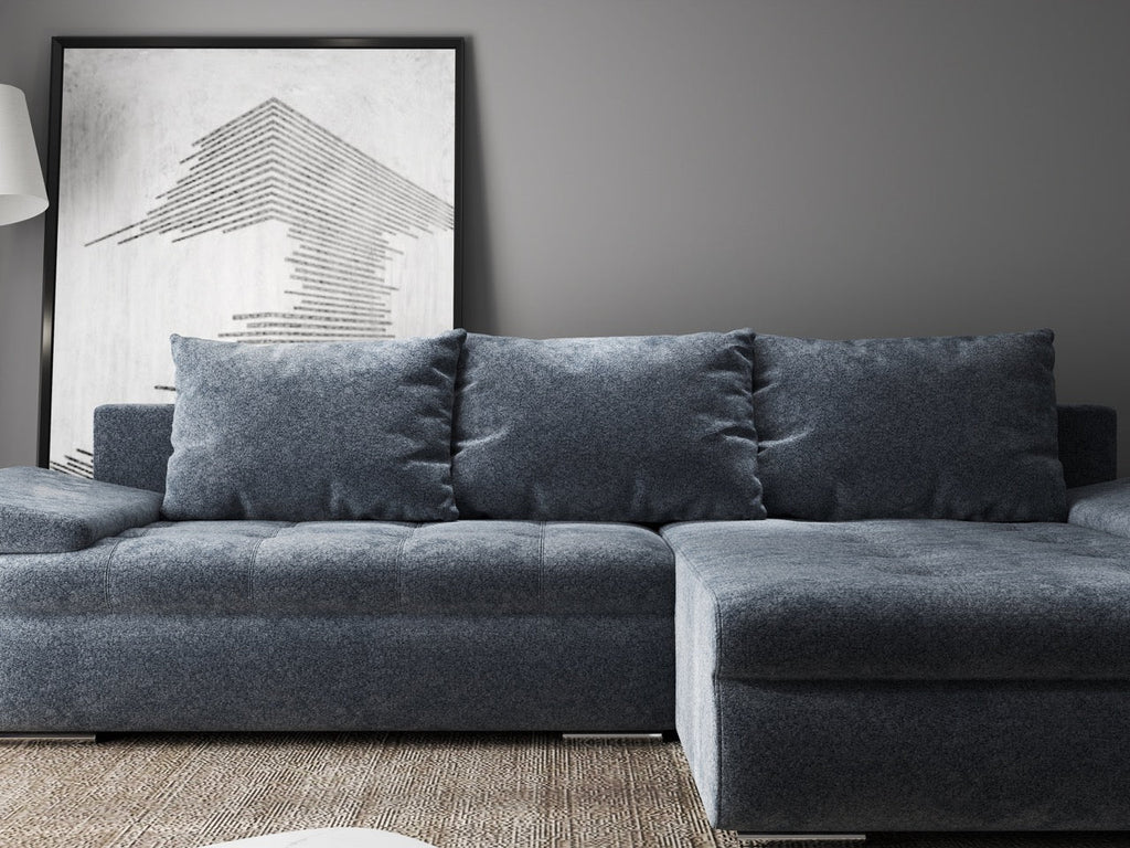 Colțar extensibil dumonde cu ladă de depozitare si sezut confortabil din spuma high-density, Leonardo Euphoria Grafit 260x185 cm II