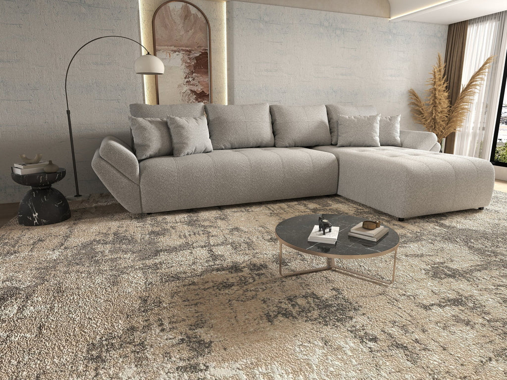 Colțar extensibil dumonde cu ladă de depozitare si sezut confortabil din spuma high-density, Berlin XL Euphoria Dove 350x185 cm II