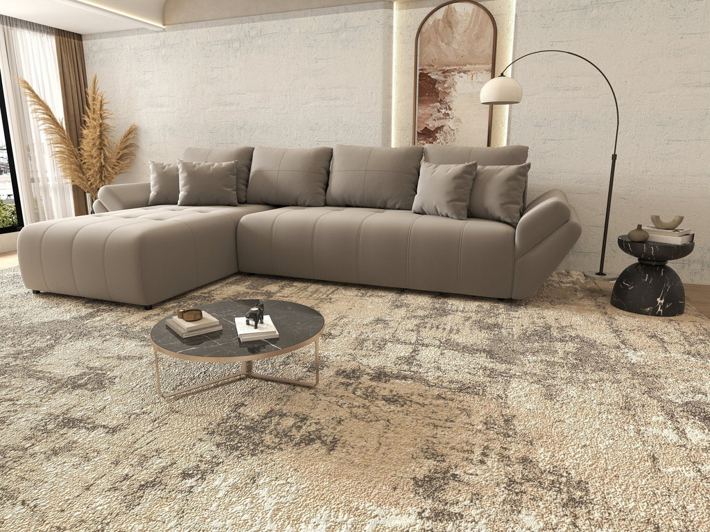 Colțar extensibil dumonde cu ladă de depozitare si sezut confortabil din spuma high-density, Berlin XL Royal Gri 350x185 cm