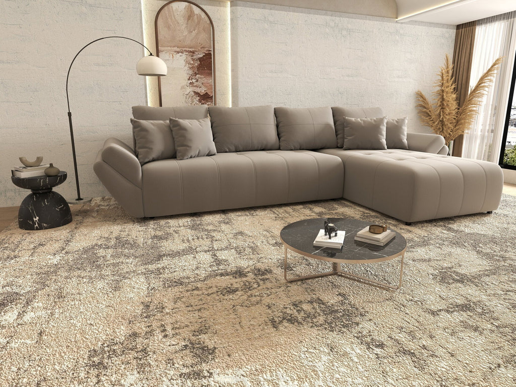 Colțar extensibil dumonde cu ladă de depozitare si sezut confortabil din spuma high-density, Berlin XL Royal Gri 350x185 cm II